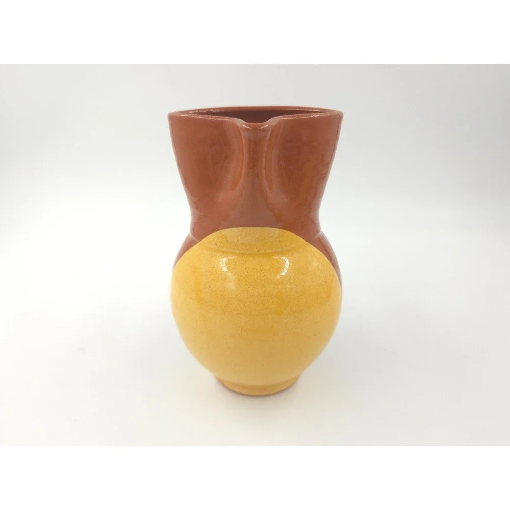 Vintage Two-Tone Stoneware Pottery Crock Water Pitcher 7.25” Tall UNKNOWN MAKER